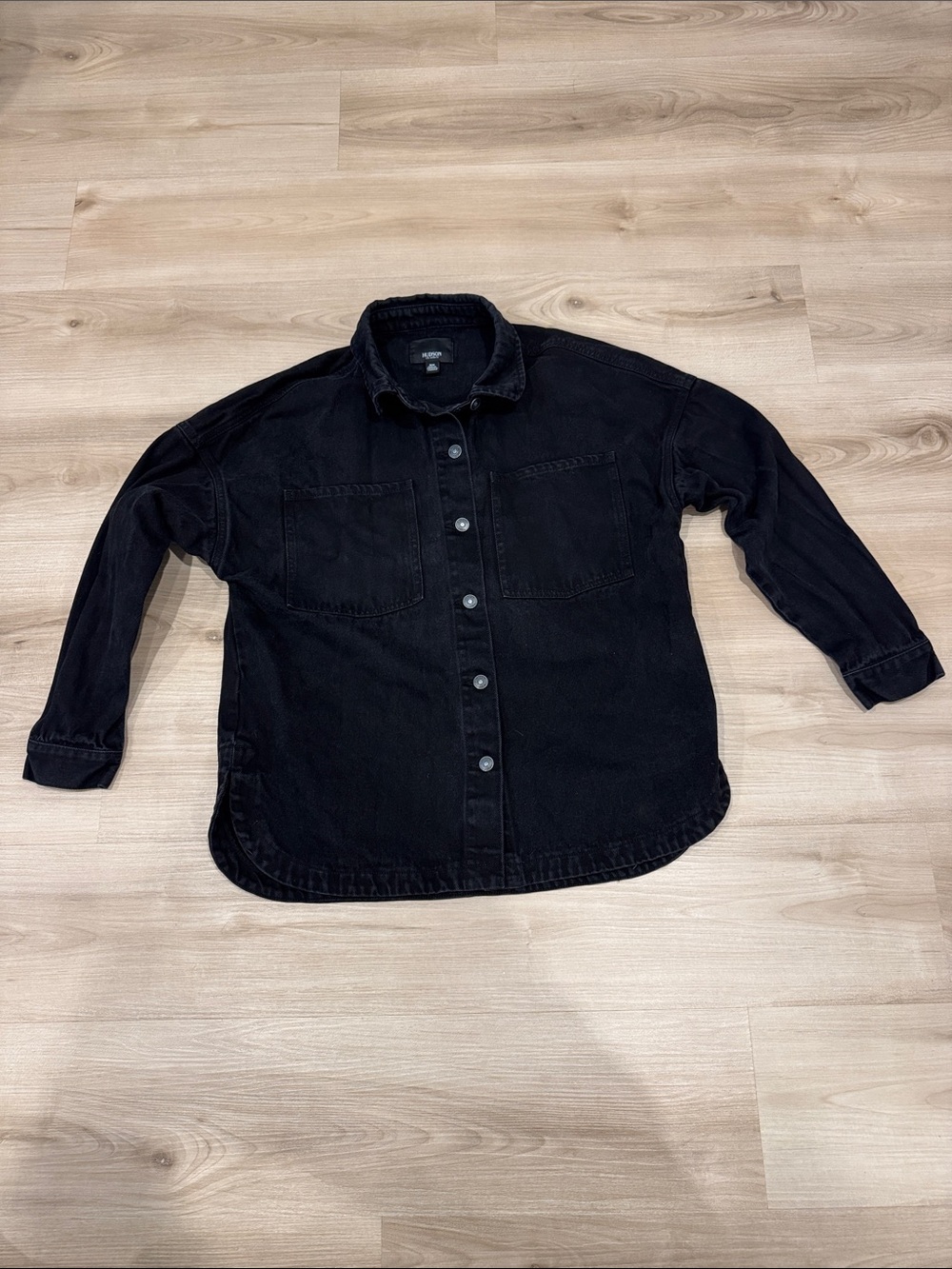 Ladies Medium Hudson LA Jeans Black Denim Shacket - Button-Up Lightweight Jacket